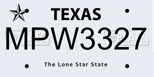 MPW3327 Texas License Plate