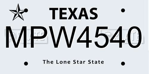 MPW4540 Texas License Plate