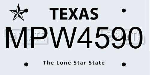 MPW4590 Texas License Plate