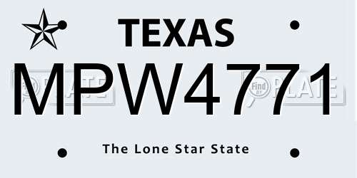 MPW4771 Texas License Plate