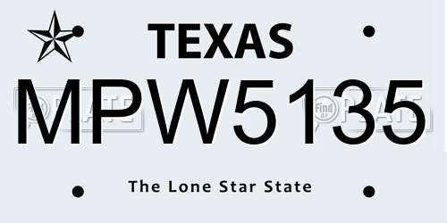 MPW5135 Texas License Plate