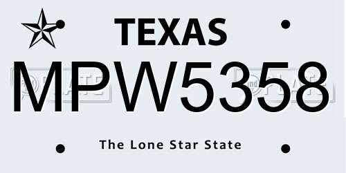 MPW5358 Texas License Plate