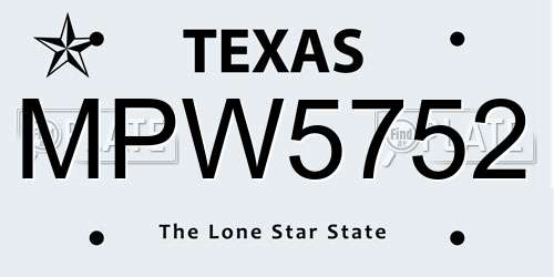 MPW5752 Texas License Plate