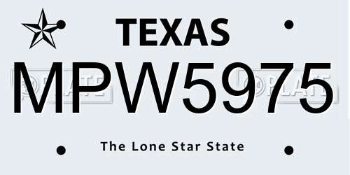 MPW5975 Texas License Plate