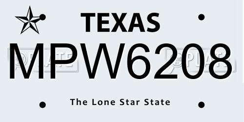 MPW6208 Texas License Plate