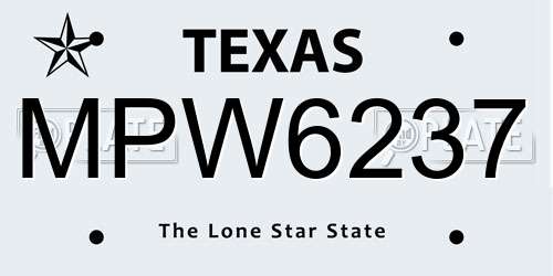 MPW6237 Texas License Plate