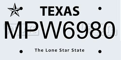 MPW6980 Texas License Plate