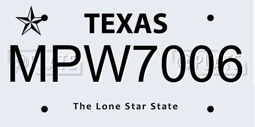 MPW7006 Texas License Plate