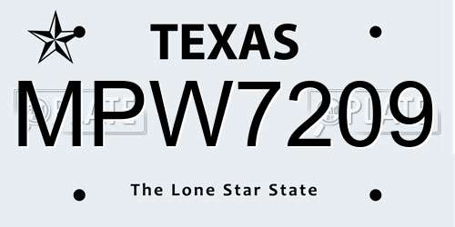 MPW7209 Texas License Plate