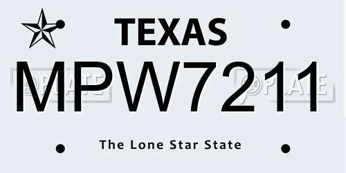 MPW7211 Texas License Plate