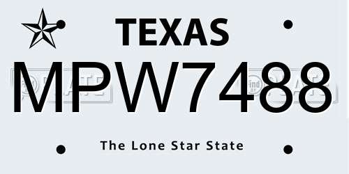 MPW7488 Texas License Plate