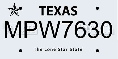 MPW7630 Texas License Plate