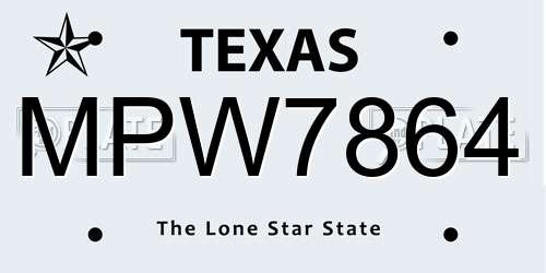 MPW7864 Texas License Plate