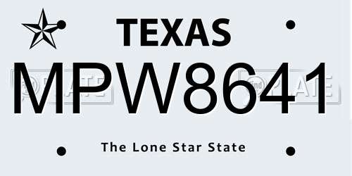 MPW8641 Texas License Plate
