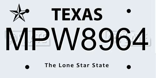 MPW8964 Texas License Plate