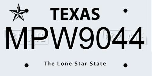 MPW9044 Texas License Plate