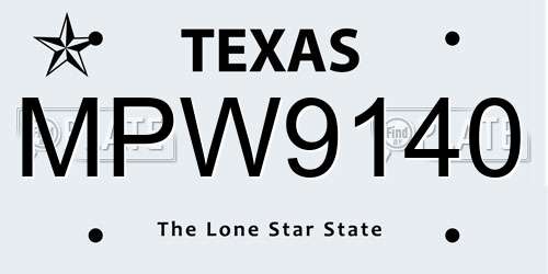 MPW9140 Texas License Plate