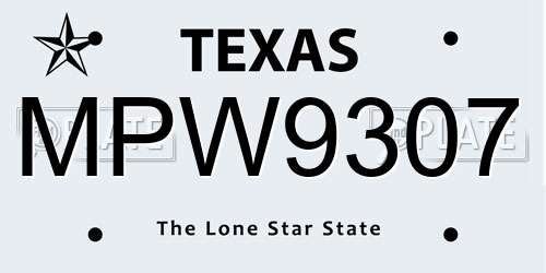 MPW9307 Texas License Plate