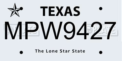 MPW9427 Texas License Plate