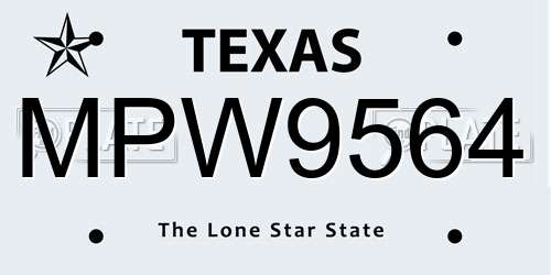 MPW9564 Texas License Plate