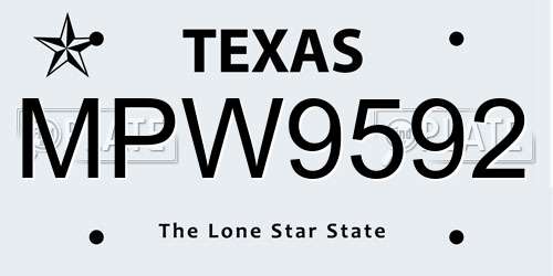 MPW9592 Texas License Plate