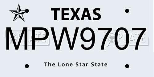 MPW9707 Texas License Plate