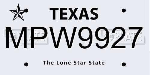 MPW9927 Texas License Plate