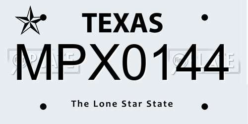 MPX0144 Texas License Plate