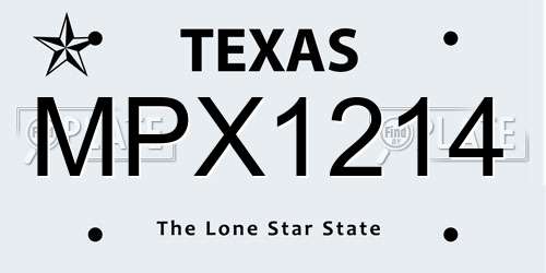 MPX1214 Texas License Plate