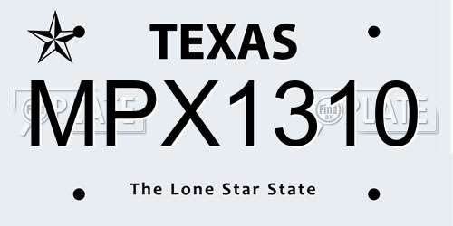 MPX1310 Texas License Plate