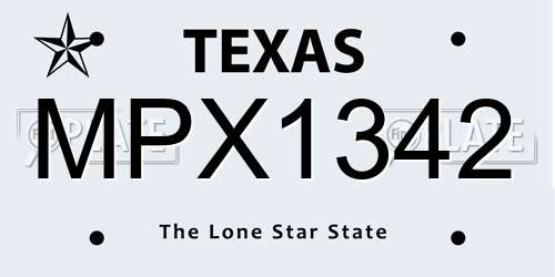 MPX1342 Texas License Plate