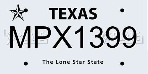 MPX1399 Texas License Plate