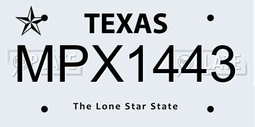 MPX1443 Texas License Plate