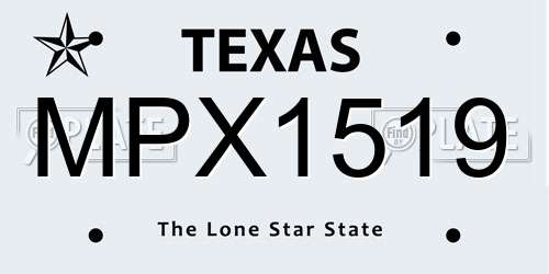 MPX1519 Texas License Plate