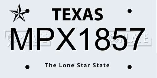 MPX1857 Texas License Plate