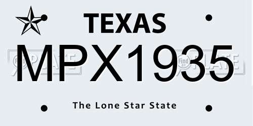 MPX1935 Texas License Plate