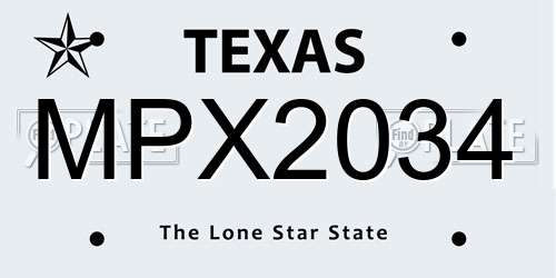 MPX2034 Texas License Plate