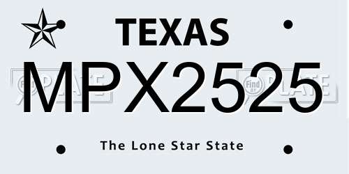 MPX2525 Texas License Plate