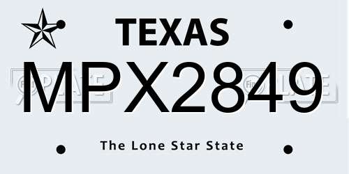 MPX2849 Texas License Plate