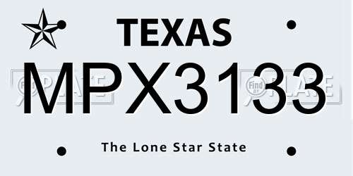 MPX3133 Texas License Plate