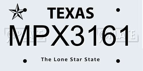 MPX3161 Texas License Plate