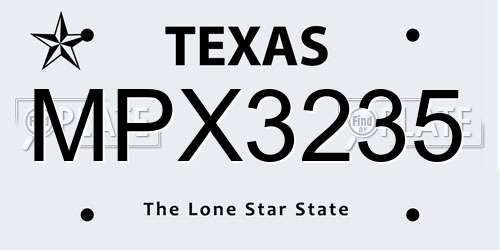 MPX3235 Texas License Plate