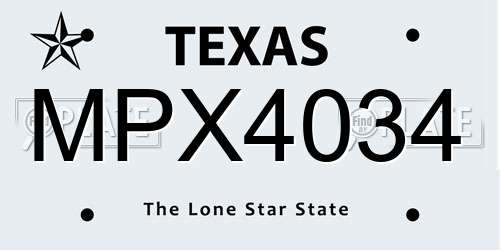 MPX4034 Texas License Plate