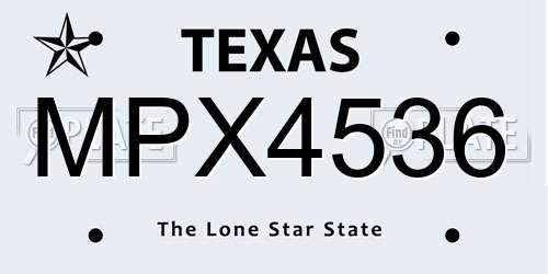 MPX4536 Texas License Plate