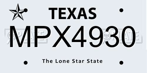 MPX4930 Texas License Plate