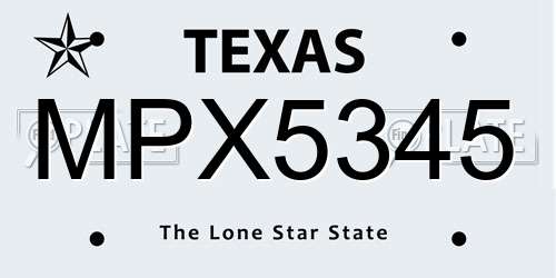 MPX5345 Texas License Plate