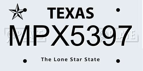 MPX5397 Texas License Plate