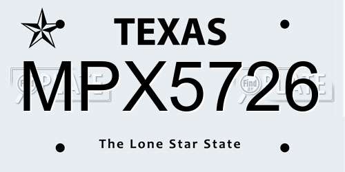 MPX5726 Texas License Plate