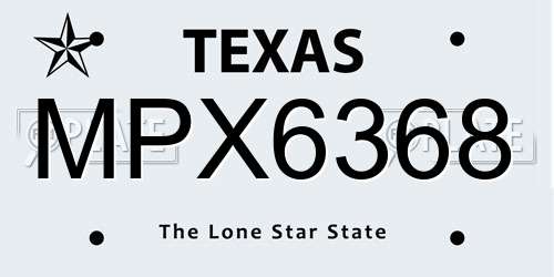 MPX6368 Texas License Plate