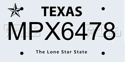 MPX6478 Texas License Plate